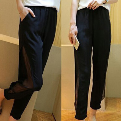 

Tailored Fashion Women Summer Loose Gauze Splicing Pants High Waist Leisure Pants