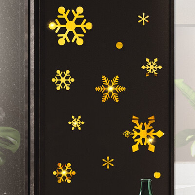 

〖Follure〗Gold Silver Snowflake Christmas Wall Sticker Home Decoration Mirror Sticker