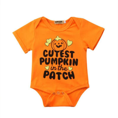 

Newborn Baby Boys Girls Stripe Halloween Pumpkin Romper Jumpsuit Bodysuit Outfit