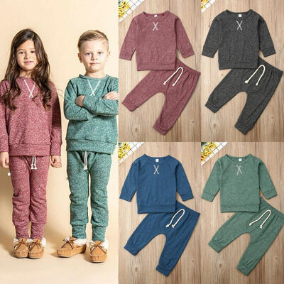

Unisex Baby Autumn Outfits Long Sleeve Solid Color Coton Tops Pants Two Piece Minimalist Clothes Set for Newborn Infant