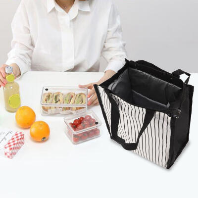 

Greensen Striped Lunch Bag Cooler Bag Portable Storage Bag Tote Lunch Bag Unisex Travel Lunch Bag