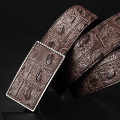 

Guangzhou mens belt leather smooth buckle leather belt youth leisure business crocodile pattern belt men