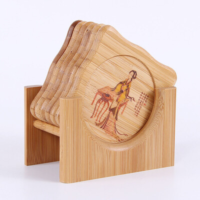 

Tea Coaster Anti-skid Bamboo Tea Ceremony Coffee Insulation Mat Six-piece Suit