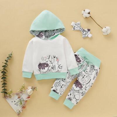 

US Newborn Baby Boy Girl Clothes Animal Hooded Top Pants Tracksuit Autumn Outfit
