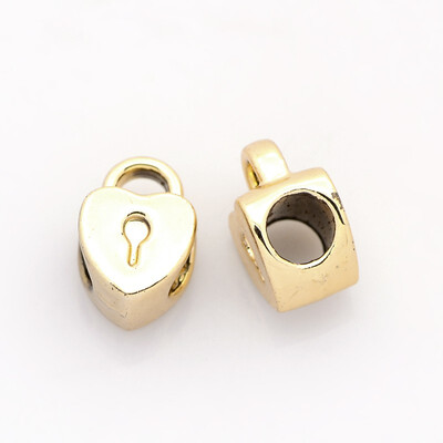 

Nickel Free & Lead Free Unfading Golden Alloy European Beads Large Hole Lock Beads 12x8x7mm Hole 5mm