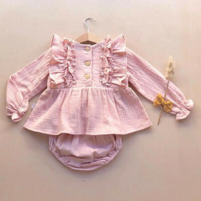 

US Newborn Infant Kids Baby Girls Autumn Clothes Ruffle Tops Dress Pants Outfits
