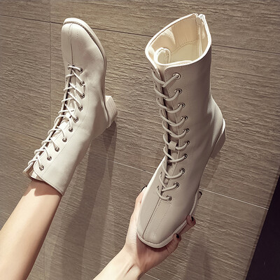 

Retro fashion Martins female British style new autumn Europe&the United States thick heel square head handsome motorcycle boot