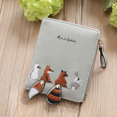 

Womens Wallet Lovely Cartoon Animals Mini Wallet Leather Female Coin Purse Card Holder Hasp Zipper Money Bags