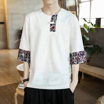 

Toponeto Chinese Fashion Mens Cotton-linen Short-sleeved Top in Spring&Summer