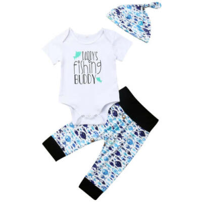 

US Infant Baby Boy Newborn Clothes Romper Jumpsuit Long Pants Outfits Set 0-18M