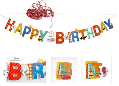 

FUNNYBUNNY Childs age party decoration banner background layout paper letter pull flag