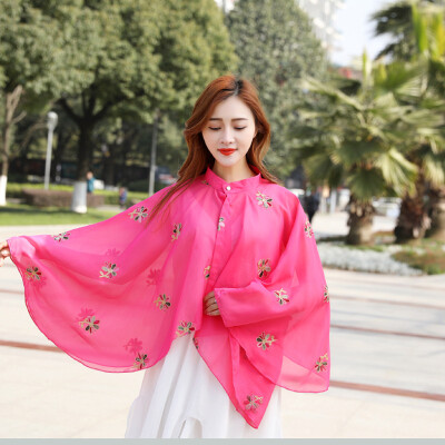 

Sun shirt women 2019 summer new beach sun cape Joker cycling printed cape coat wholesale