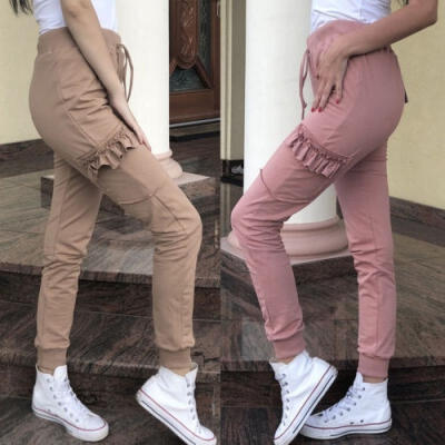 

Fashion Women´s High Waist Casual Drawstring Elastic Long Pants Ladies Pencil Trousers X