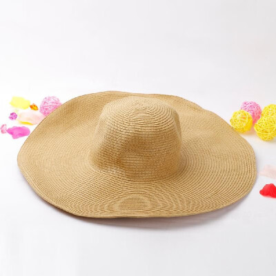 

Fashion Cute Women Summer Straw Beach Hat Wide Large Brim Foldable Sun Hat Rose