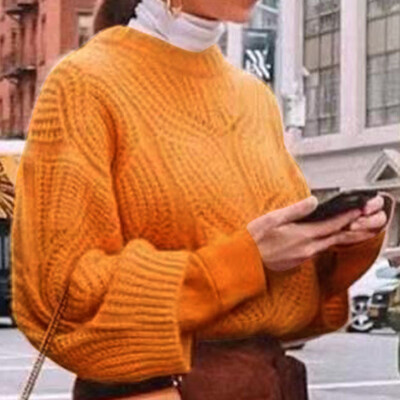 

〖Follure〗Womens Lady O-neck Sweater Casual Solid Loose Long Sleeve Tops Slim Fit Pullover