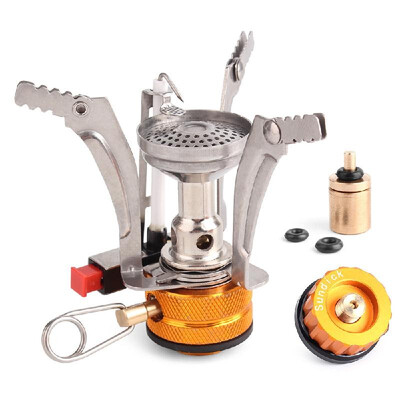 

Super Lightweight Stove Outdoor Cooking Burner Folding Camping Gas Stove with Flat Canister Adapter&Refill Adapter