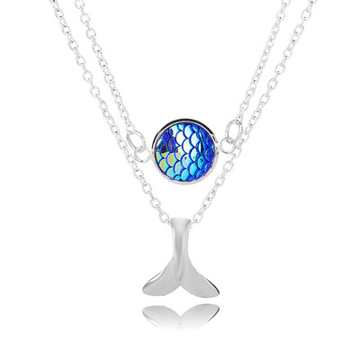 

Fashion Mermaid Pendant Rainbow Holographic Sequins Charm Necklace Unique For Women Gift Delicate
