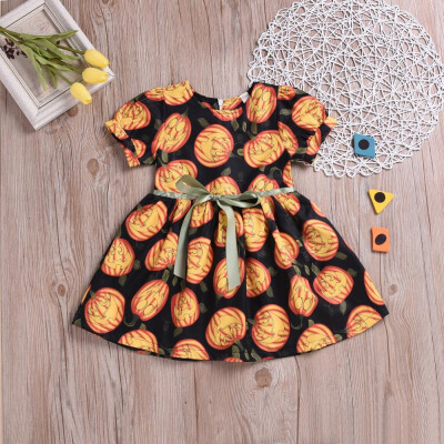 

Halloween Toddler Kids Baby Girl Cartoon Pumpkin Princess Dress Clothes