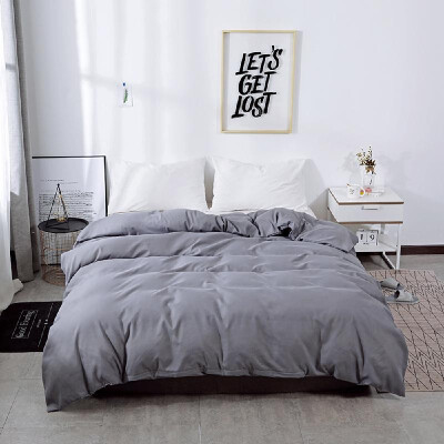 

Modern Simple Style Faddish Solid Color Sanding Two-Piece Suit Quilt Cover Pillowcase Beddings AU-Single Model Black