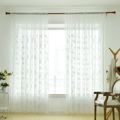 

Embroidery Leaves Tulle Curtains Home Window Screening Voile Sheer Curtain