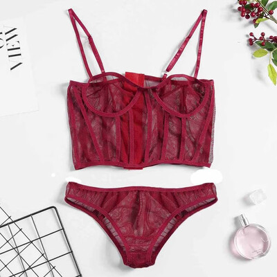 

Gobestart Women Sexy Lingerie Set Plus Size Back Buckle Bra Thong Set Sleepwear Underwear