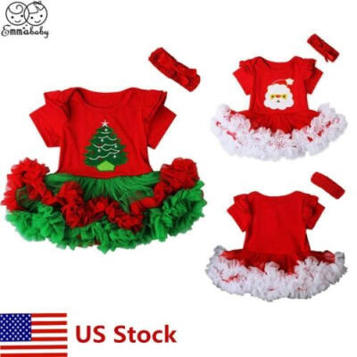 

Newborn Baby Girl Christmas Santa Claus Tulle Tutu Dress Outfits Warm Clothes