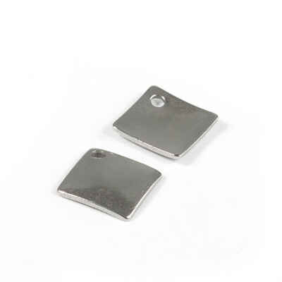 

304 Stainless Steel Charms Square Stainless Steel Color 14x14x1mm Hole 2mm