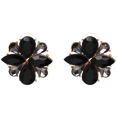 

Simple Fashion Colorful Engagement Lovely Crystal Flower Stud Earrings For Women Charm Jewelry Wholesale