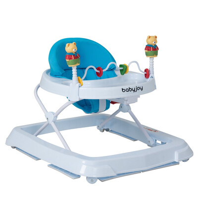 

Adjustable Height Removable Folding Portable Baby Walker-Blue