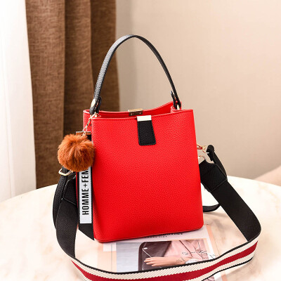 

Womens bag simple solid color bucket bag large capacity contrast color fashion handbag shoulder diagonal bag female