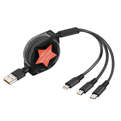 

3-in-1 Charge Cable Retractable Type C Micro USB Lightning Cord
