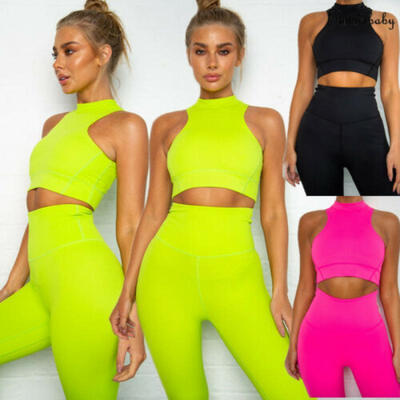

Women 2Pcs Sports Vest Top Leggings Set Running Gym Yoga Fitness Workout Suit