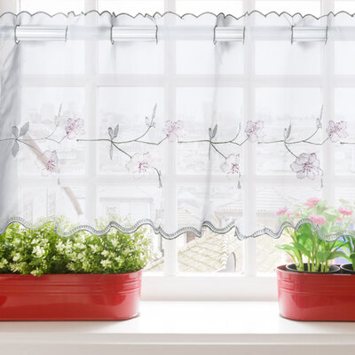 

Greensen Flower Pattern Half Curtain Drape Panel Blackout for Kitchen Cabinet Coffee Shop