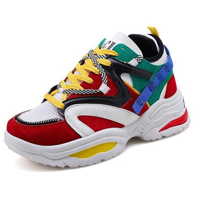 

DIWEINI 2019 Spring Women Casual Shoes Flock Platform White Sneakers Lace-Up Sewing Wedges Lover Shoes for Women Zapatos Mujer A