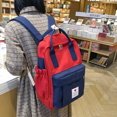 

Korean version of double shoulder bag female large capacity original ulzzang high school students schoolbag tide leisure backpack