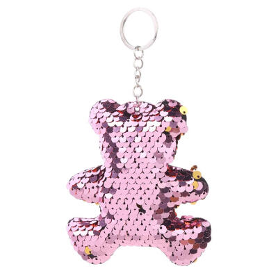 

Lovely Bear Keychain Glitter Sequins Women Key Ring Car Bag Pendant Gifts