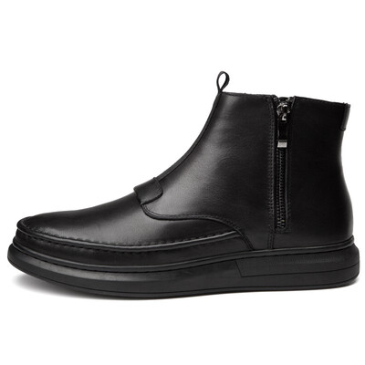 

2018 new winter shoes plus velvet warm leather side zipper motorcycle boots Martin boots British wind single shoes Martin shoes