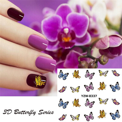 

〖Follure〗DIY Butterfly Nail Sticker Art Pattern 3D Nail Sticker Girl Manicure Decal 24PCS