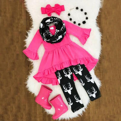 

Boutique Toddler Kids Baby Girl Flower Top Dress Pants Legging Outfit Clothes