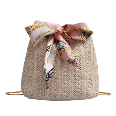 

Straw Weaving Shoulder Messenger Handbags Women Casual Bucket Crossbody Bag