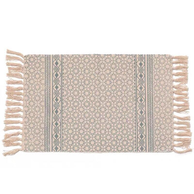 

Toponeto Bohemian Hand-woven Cotton Linen Plant Printing Dyeing Decorative Mat 60X90CM