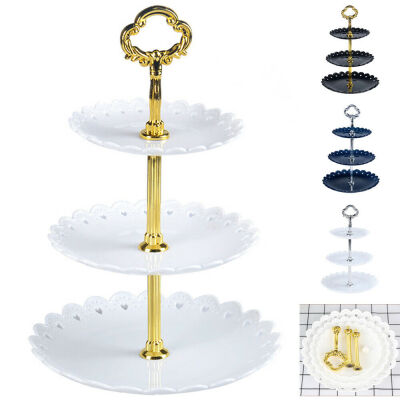 

3-Tier Cake Plate Stand Tray Wedding Birthday Party Cupcake Display Tower Set