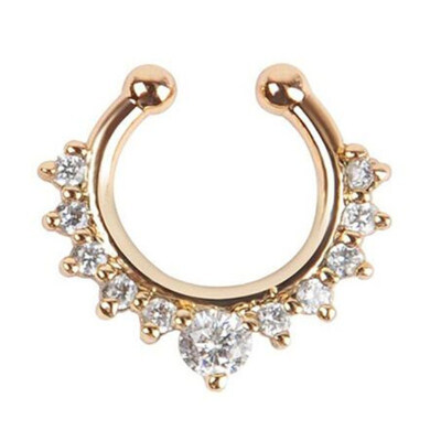 

Fashion Crystal Ear Clip Hoop Nose Ring For Women Shiny Body Clip Vintage Fake Piercing Septum Clicker Punk Jewelry Wholesale