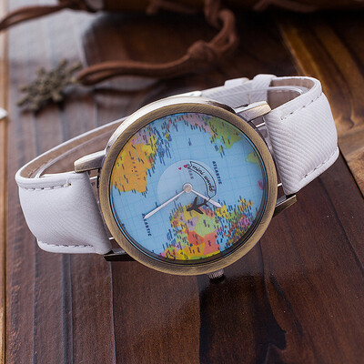 

Around the World Airplane Pointer Imitation Denim Men&Women Harajuku Student Couple Retro Watch