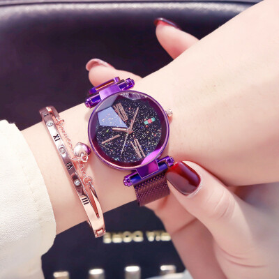 

New Luxury Polygonal Women Watches Minimalism Starry Sky Magnet Buckle Fashion Casual Female Wristwatch Waterproof Roman Numeral