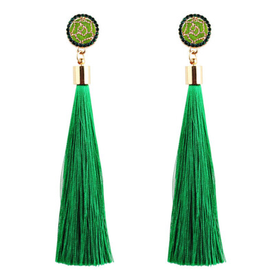 

Women Bohemian Boho Rhinestone Long Tassel Hook Fringe Dangle Drop Earrings UK