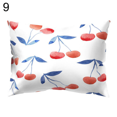 

Cute Cherry Printed Rectangle Throw Pillow Case Cushion Cover Home Car Decor