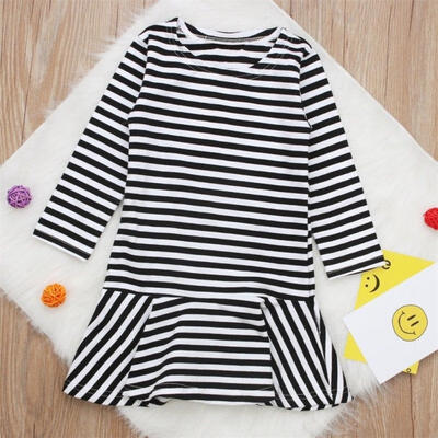 

Toddler Kids Baby Girl Dress Stripe Casual Girls Princess Dresses Clothing