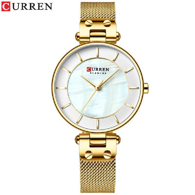 

Curren Woman Watches Waterproof Alloy Case Stainless Steel Band Quartz Watch Fashion Exquisite Wristwatch