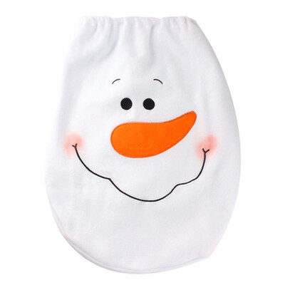 

Christmas Decorations Happy Snowman Santa Toilet Seat Cover And Rug Bathroom Set